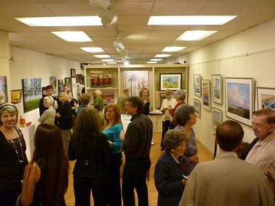 Gallery visitors and artists