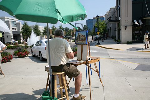 Doug painting at North Hills in the 'Quick Painting' competition on 8/9/09.